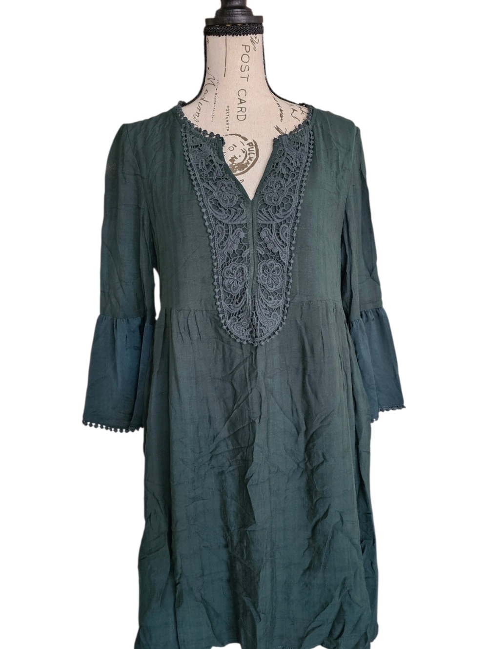 Abound Green Top with Lace Trim